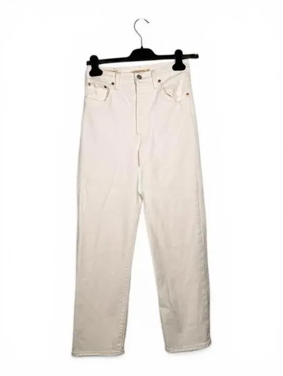 Levis Premium Ribcage Straight Ankle Jeans Women's Size 26 White W26 L27 Denim - Picture 3 of 9